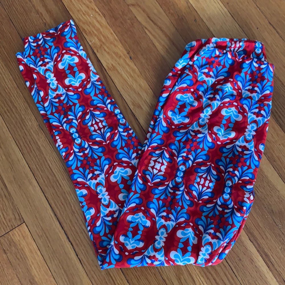 Lularoe Red White and Blue Paisley Leggings